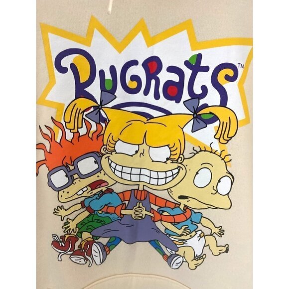 Rugrats Nickelodeon Hoodie Logo Graphic Print Cream Color L‎ - Picture 2 of 6